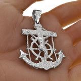 10k White Gold Jesus Christ Crucifix Mariner Anchor Pendant 2.5" 14.5 grams - White