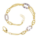 Italian 14k Two Tone Gold Oval Link Chain Bracelet 7.5" 9.7mm 5.7 grams