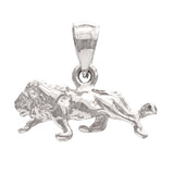 14k White Gold Solid Animal 3D Lion Animal Charm Pendant 2.5 grams - White
