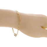 Italian 14k Yellow Gold High Polished & Diamond Cut Paperclip Link Bracelet 7" 6.2mm 3.1 grams