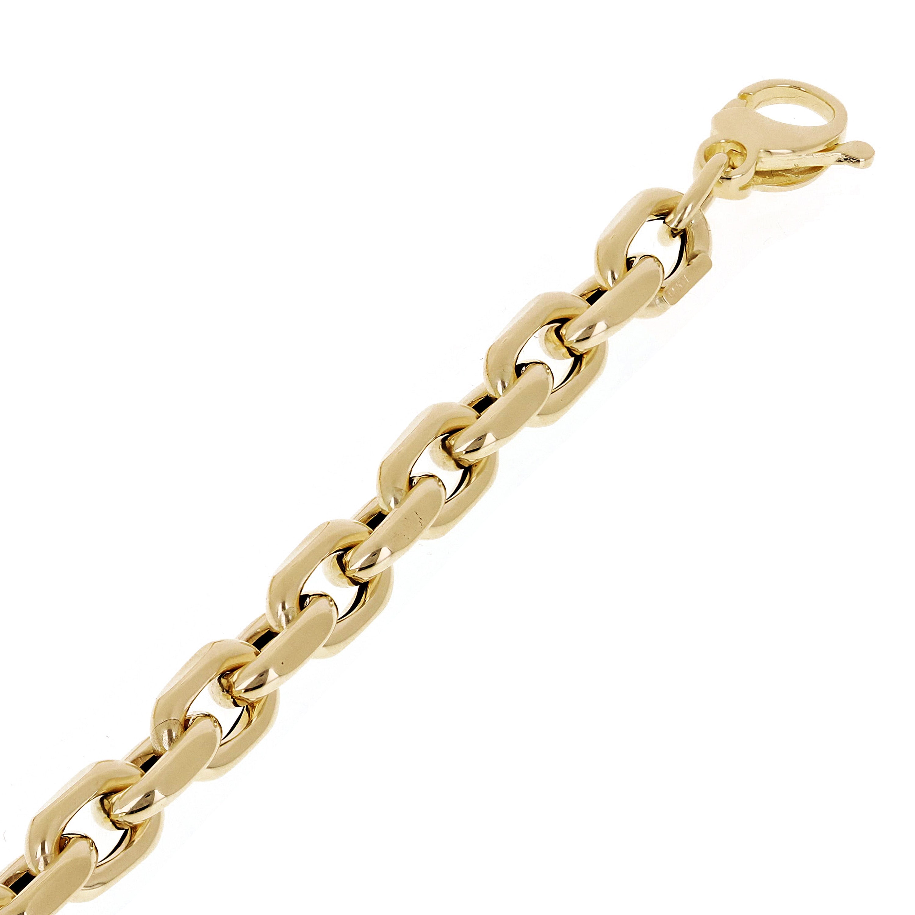 Italian Yellow Gold Hollow Oval Link Rolo Chain Bracelet 7.5" 7.5mm 7.4 grams