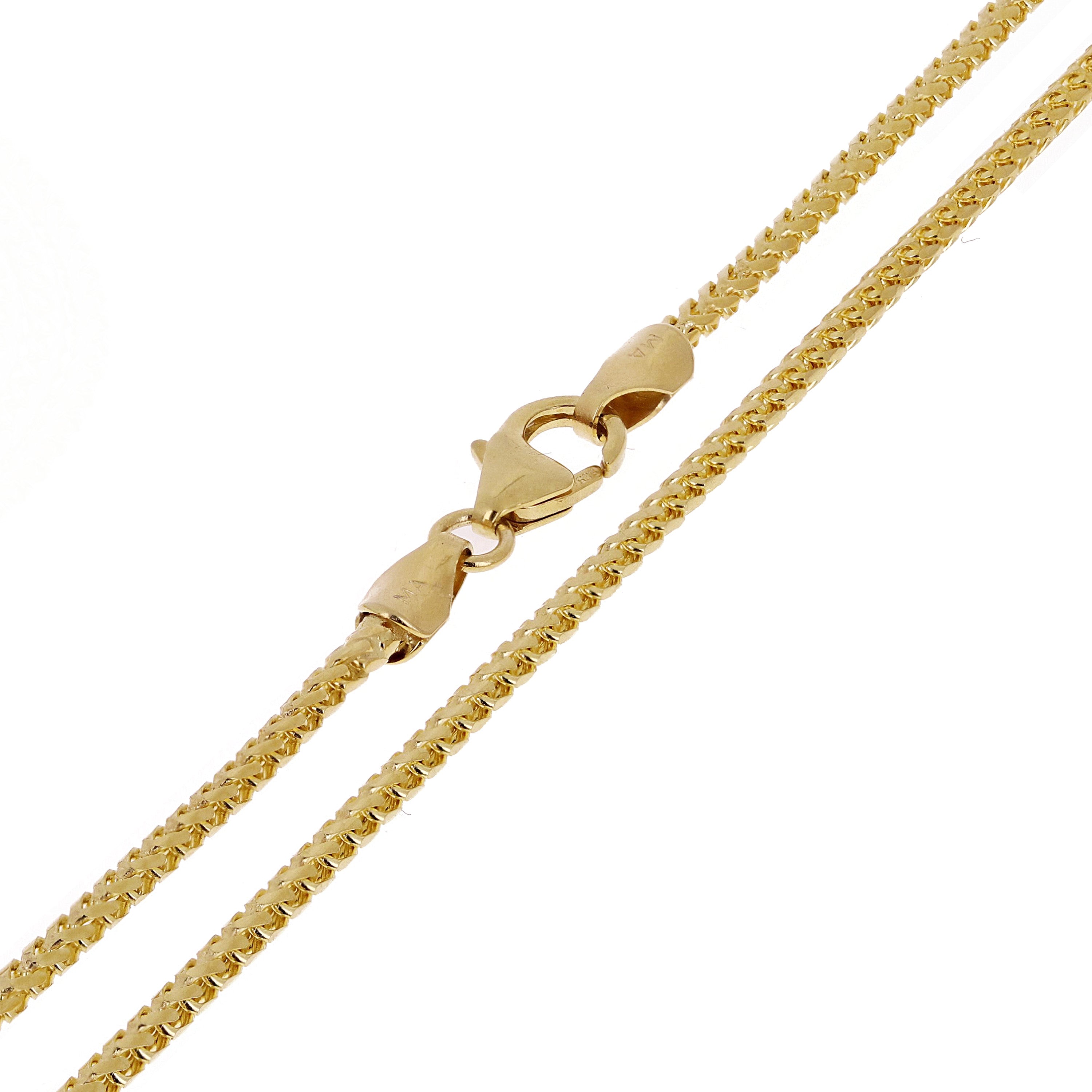 Italian 14k Yellow Gold Diamond Cut Franco Chain Necklace 1.6mm