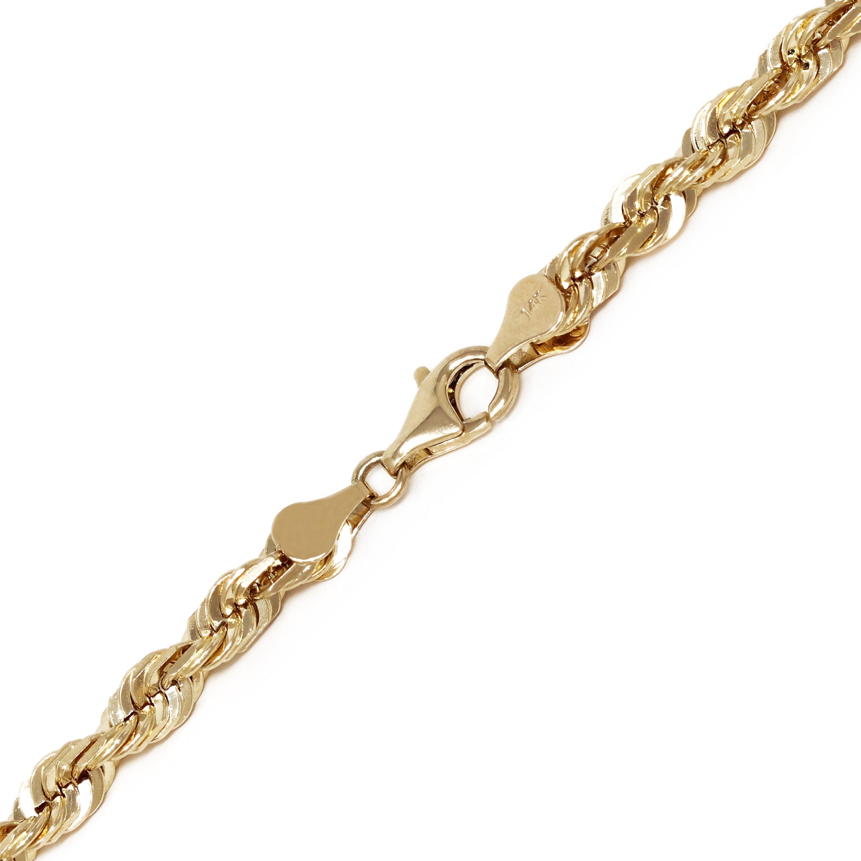 14k Yellow Gold Solid Diamond Cut Rope Chain Necklace 20" 6mm 54 grams - 20" 6mm