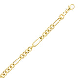 Italian 14k Yellow Gold Hollow Oval & Paper Clip Chain Bracelet 7.5" 2.6 grams