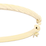 Italian 14k Yellow Gold Polished Rope Design  Hollow Oval Bangle Bracelet 3.8mm