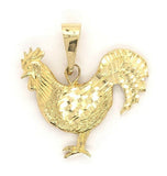 14k Yellow Gold Diamond Cut Cock Chicken Bird Rooster Charm Pendant 1.1" 3 grams