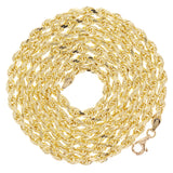 10k Yellow Gold Solid Diamond Cut Rope Chain Necklace 3.5mm 20" - 26"