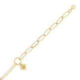 Italian 14k Tri-Color Gold Heart Charm Bracelet 7-7.5" 2.8 grams