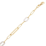 Italian 14k Two-Tone Gold Paperclip Link Bracelet 7" 5.4mm 2.6 grams