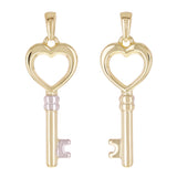 Italian 14k Yellow & White Gold Key Charm Pendant 1.3" 1 grams