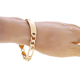 10k Yellow Gold Solid Pave Curb Cuban Link Chain Bracelet 7.5" 10.5mm 18.6 grams - 7.5"