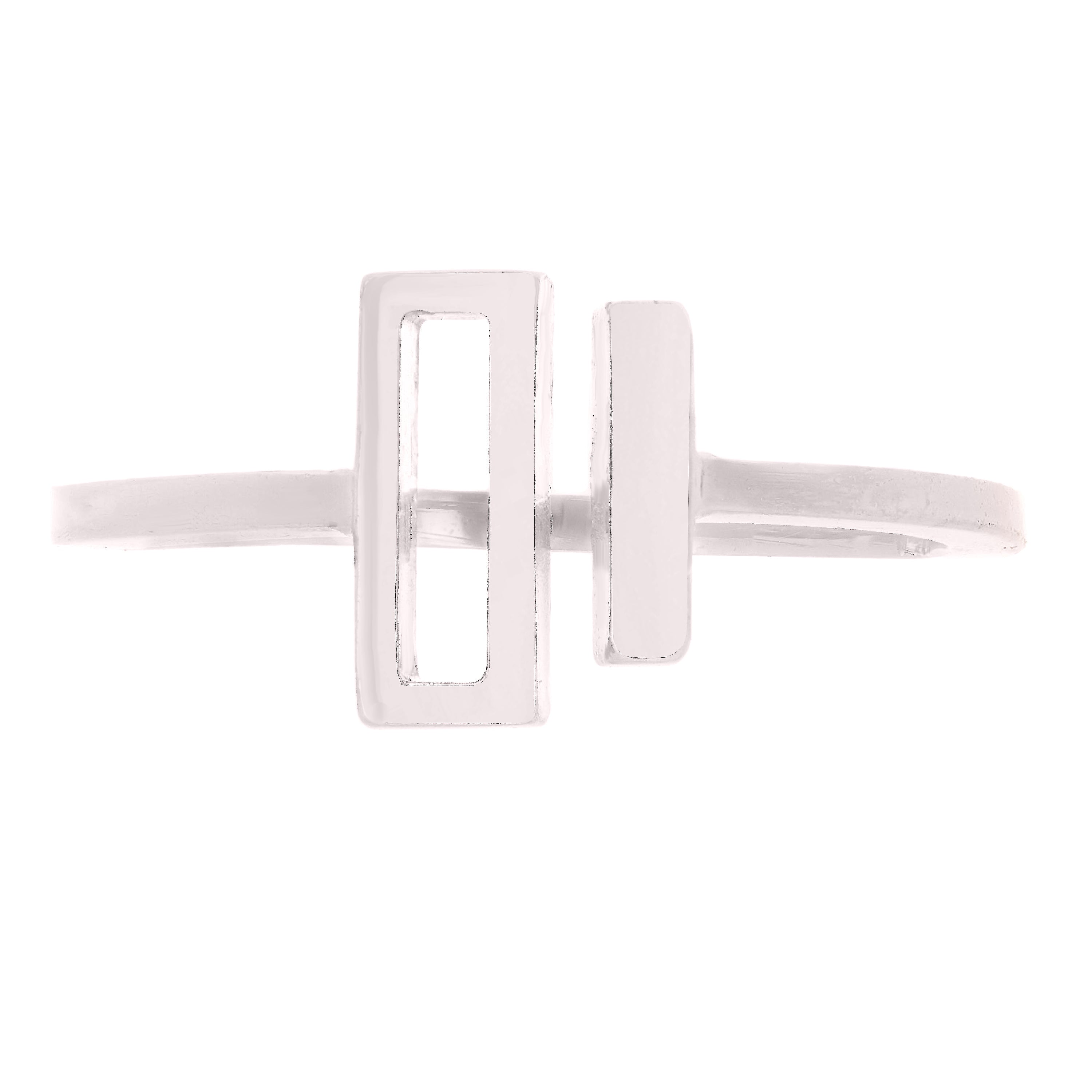 14k White Gold Double Open Bar Ring 2.1 grams Size 6.5 - White