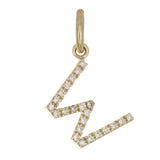 14k Yellow Gold Diamond Initial Letter W Charm Pendant - Letter W,Yellow