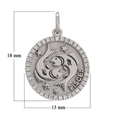 14k White Gold  Diamond Zodiac Sign Pisces Pendant - Pisces,White