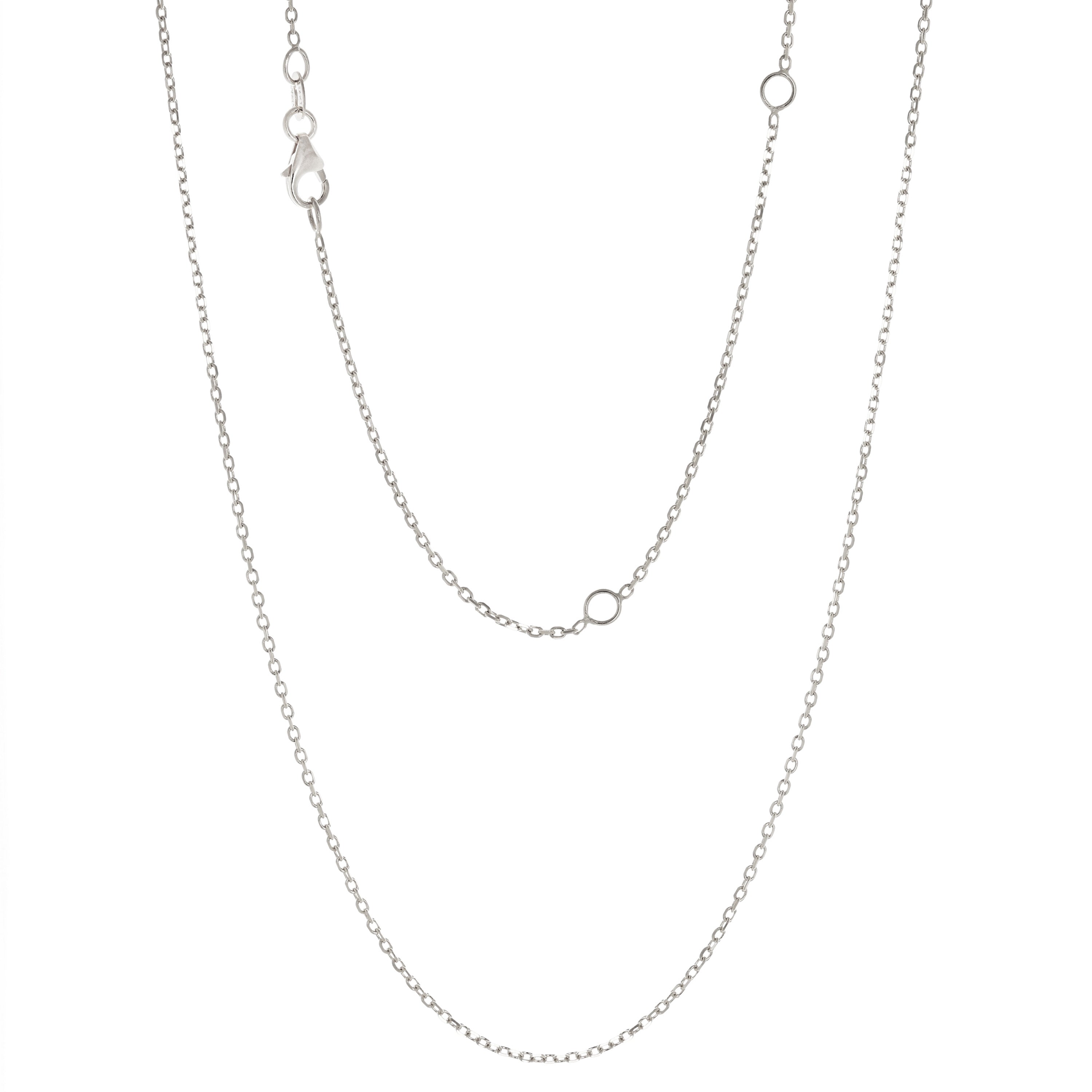 Italian 14k White Gold Rolo Chain Necklace Adjustable 16-20" 1.2mm 2.2 grams - 1.2 mm