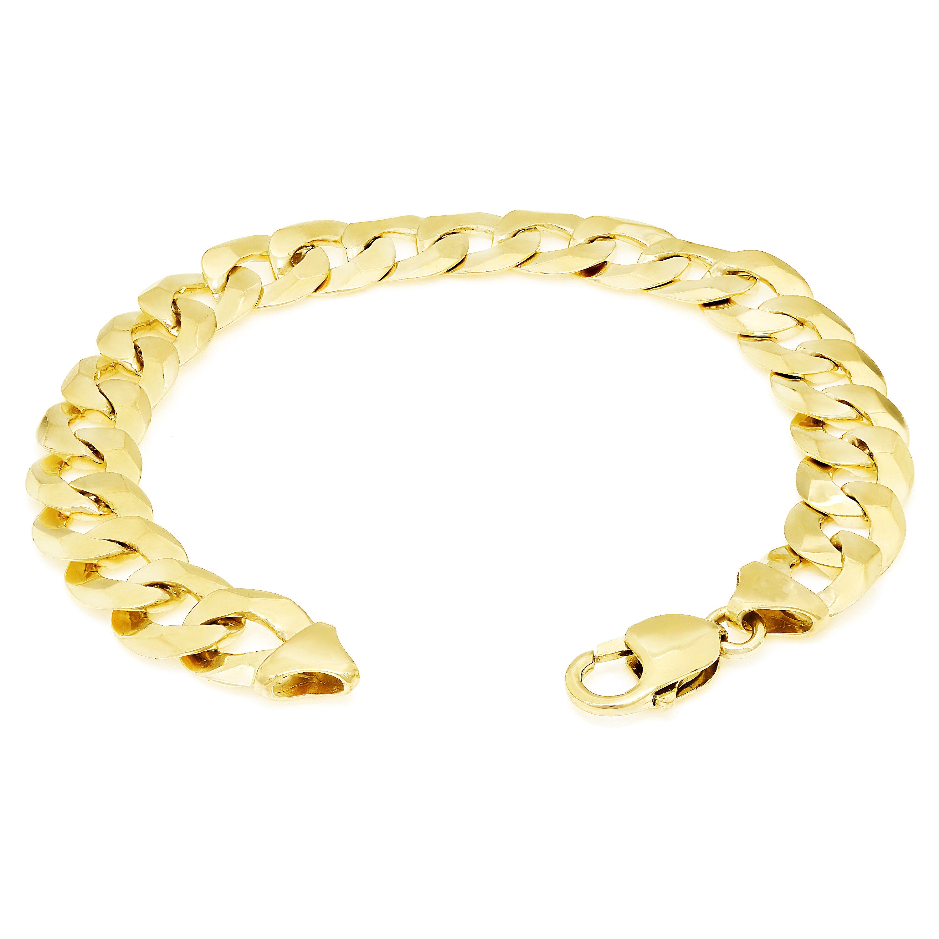 10k Yellow Gold Solid Flat Cuban Curb Chain Bracelet 7" 12mm 27 grams - 7" 27 grams
