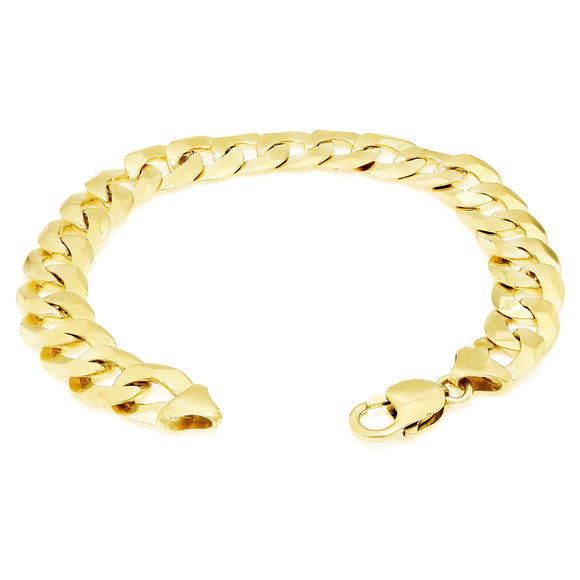 10k Yellow Gold Solid Flat Cuban Curb Chain Bracelet 7
