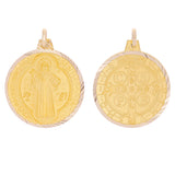 Italian 14k Yellow Gold Saint Benedict Reversible Medal Pendant 1.3" 5.4 grams - 1.3" 5.4 grams