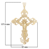 14k Yellow Gold BIG INRI Christ Passion Cross Crucifix Pendant 5.4" 55 grams