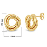 Italian 14k Yellow Gold Minimalist Double Wreath Eternity Circle Stud Earrings - Triple Tubular