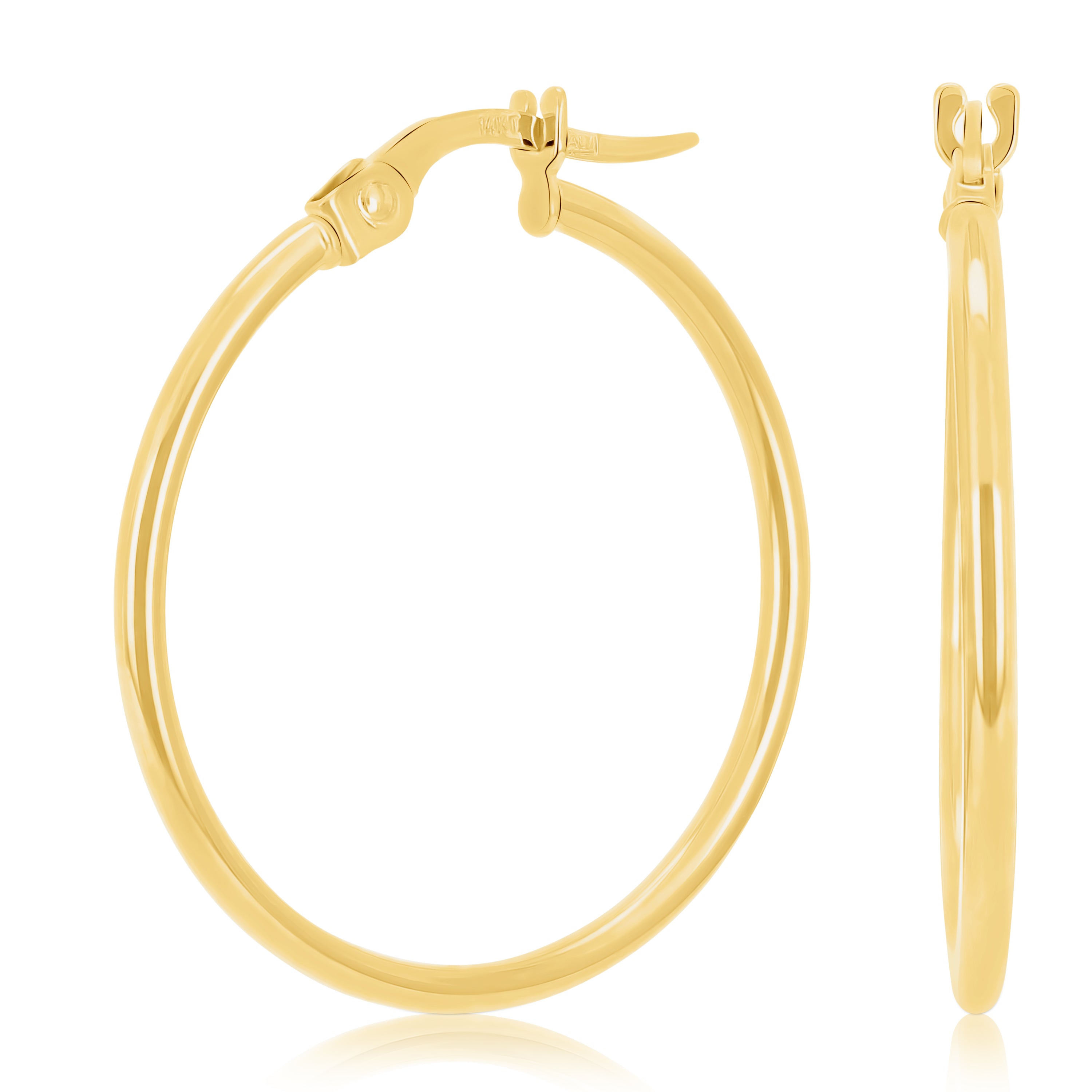 Italian 14k Yellow Gold High Polish 1.5mm 1" Diameter Round Hoop Earrings 0.9g