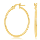 Italian 14k Yellow Gold High Polish 1.5mm 1" Diameter Round Hoop Earrings 0.9g