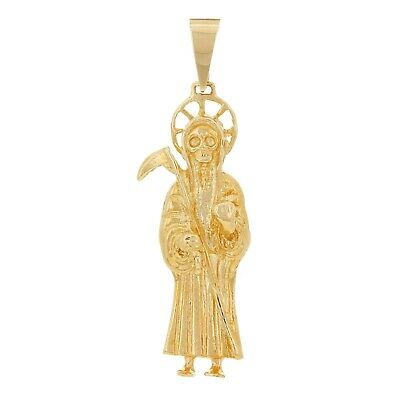 14k Rose Gold Solid Santa Muerte Grim Reaper Angel of Death Charm Pendant 7g