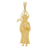 14k Rose Gold Solid Santa Muerte Grim Reaper Angel of Death Charm Pendant 7g