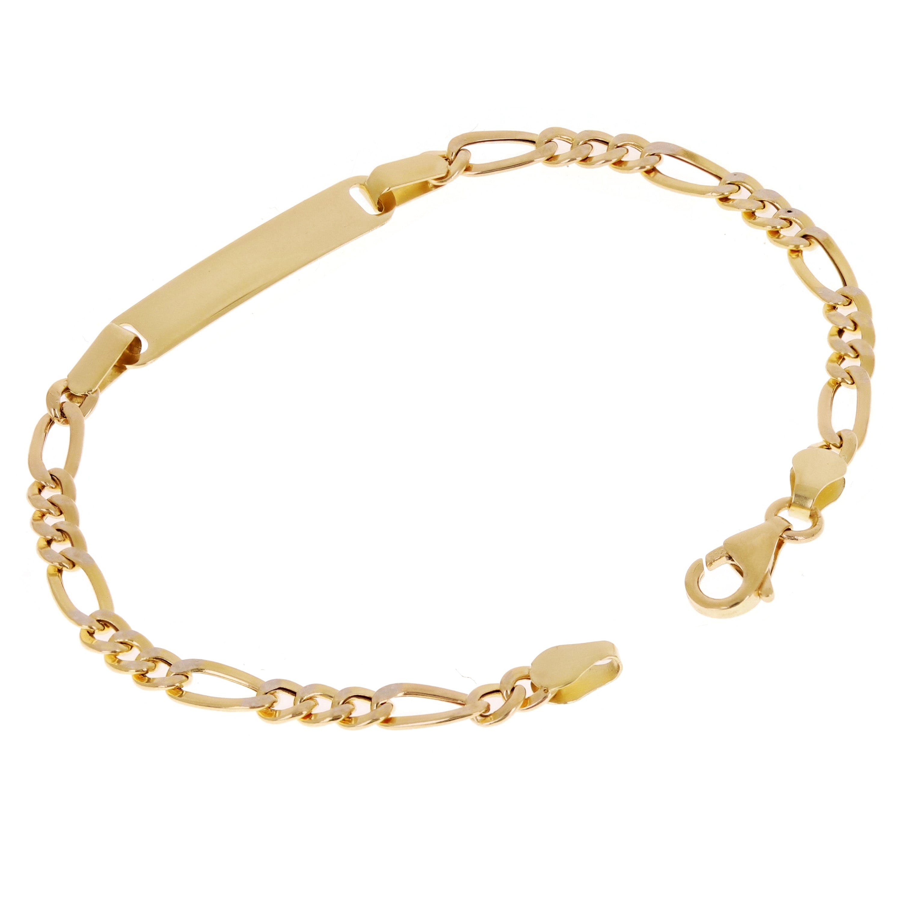 Italian 14k Yellow Gold Engravable Baby Kid ID Figaro Bracelet 5.5" 1.8 grams