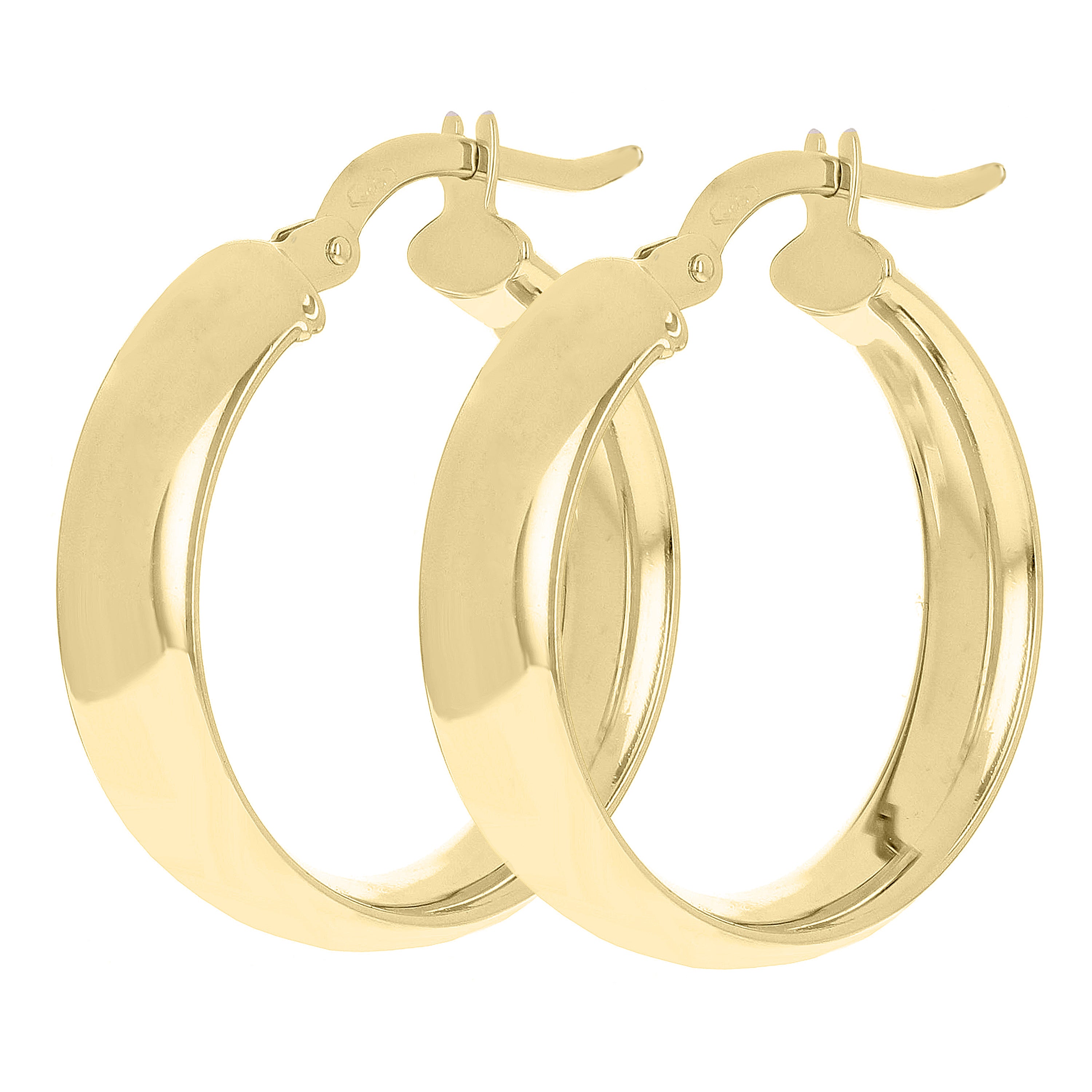 Italian 14k Yellow Gold Shiny Round Hollow Hoop Earrings 21.7mmx5.7mm 2.2 grams