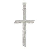 14k White Gold Bark Tree Trunk Cross Charm Pendant 1.55" 2.6 grams - White
