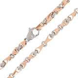 14k Rose & White Gold Handmade Fashion Link Necklace 22" 5mm 48 grams - Rose and White,22"