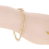 Italian 14k Yellow Gold Hollow Oval Link Bracelet 7.5" 7.2mm 2.8 grams