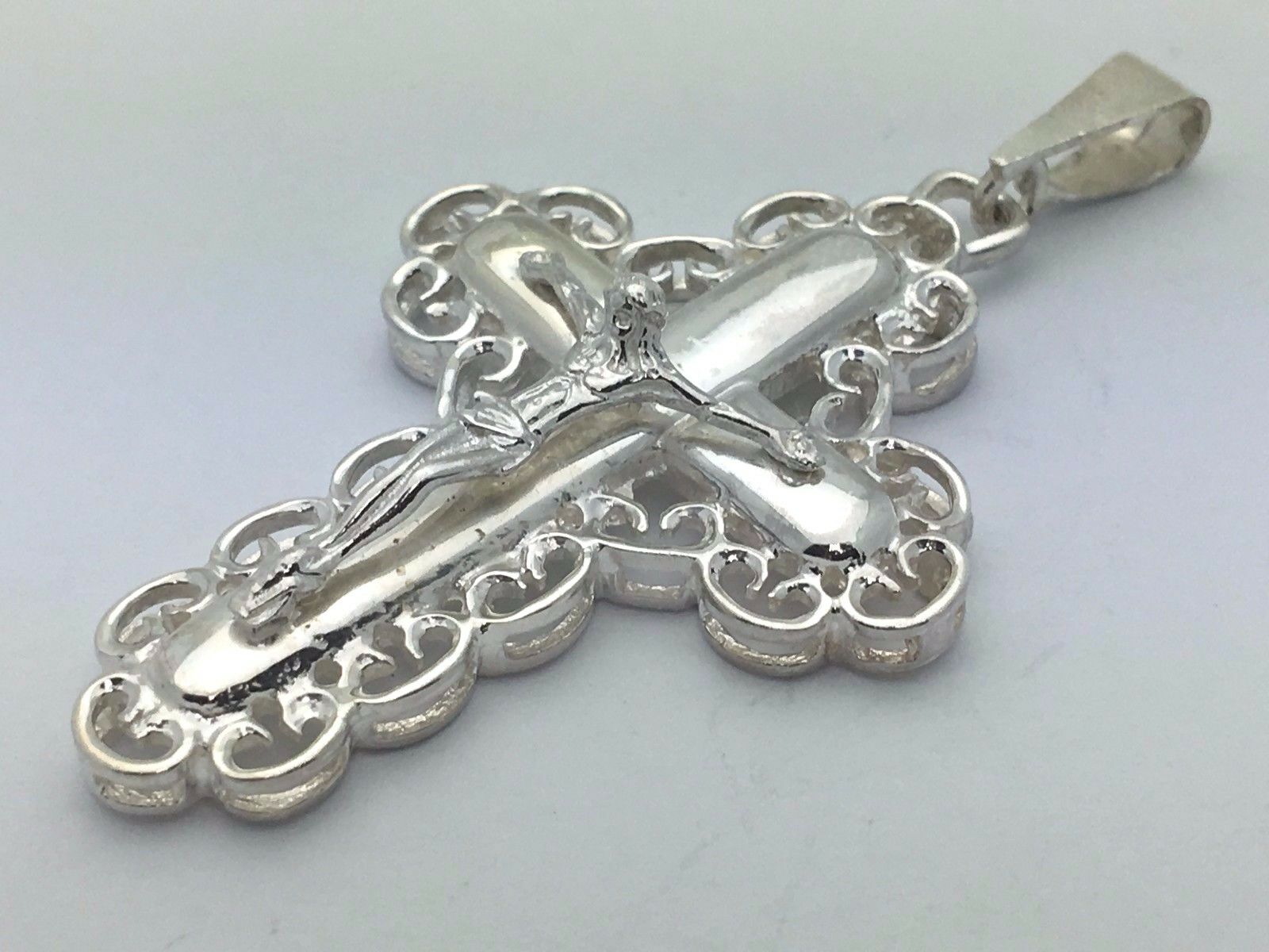 925 Sterling Silver Christian Jesus Christ Catholic Crucifix Cross Pendant 1.2"