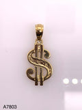 14k Yellow Gold Money $ Dollar Sign Pendant - Yellow,Small