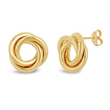 Italian 14k Yellow Gold Minimalist Double Wreath Eternity Circle Stud Earrings - Triple Tubular