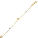 Italian 14k Two-Tone Gold Diamond Cut Ball Bead Station Bracelet 8.5" 3 & 5mm 2g - 8.5" 5mm