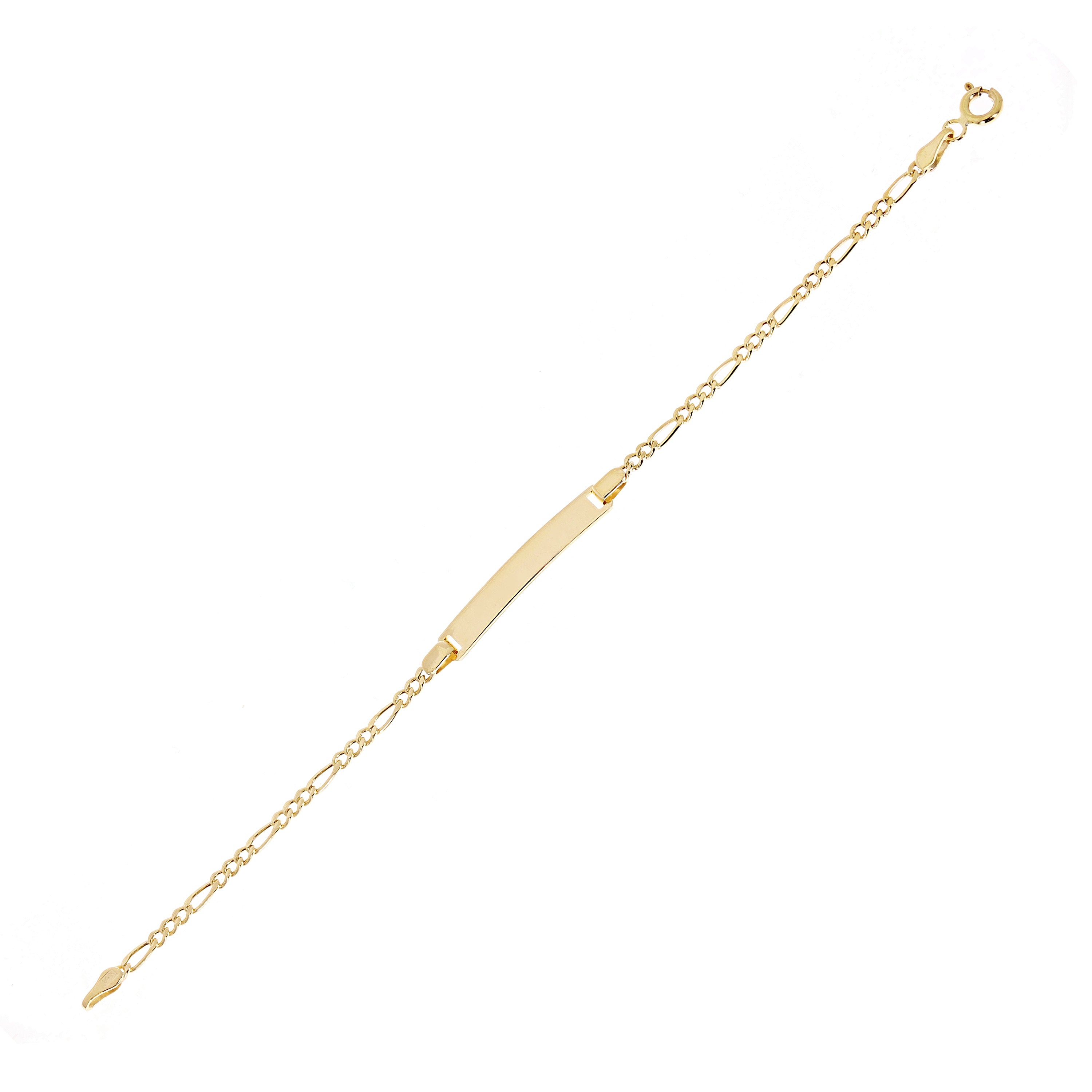 Italian 14k Yellow Gold Figaro Baby ID Bracelet Engravable 5.5" 4mm 1.7 grams