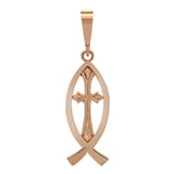 14k Rose Gold Christian Cross Ichthus Fish Charm Pendant 1.2 grams - Rose