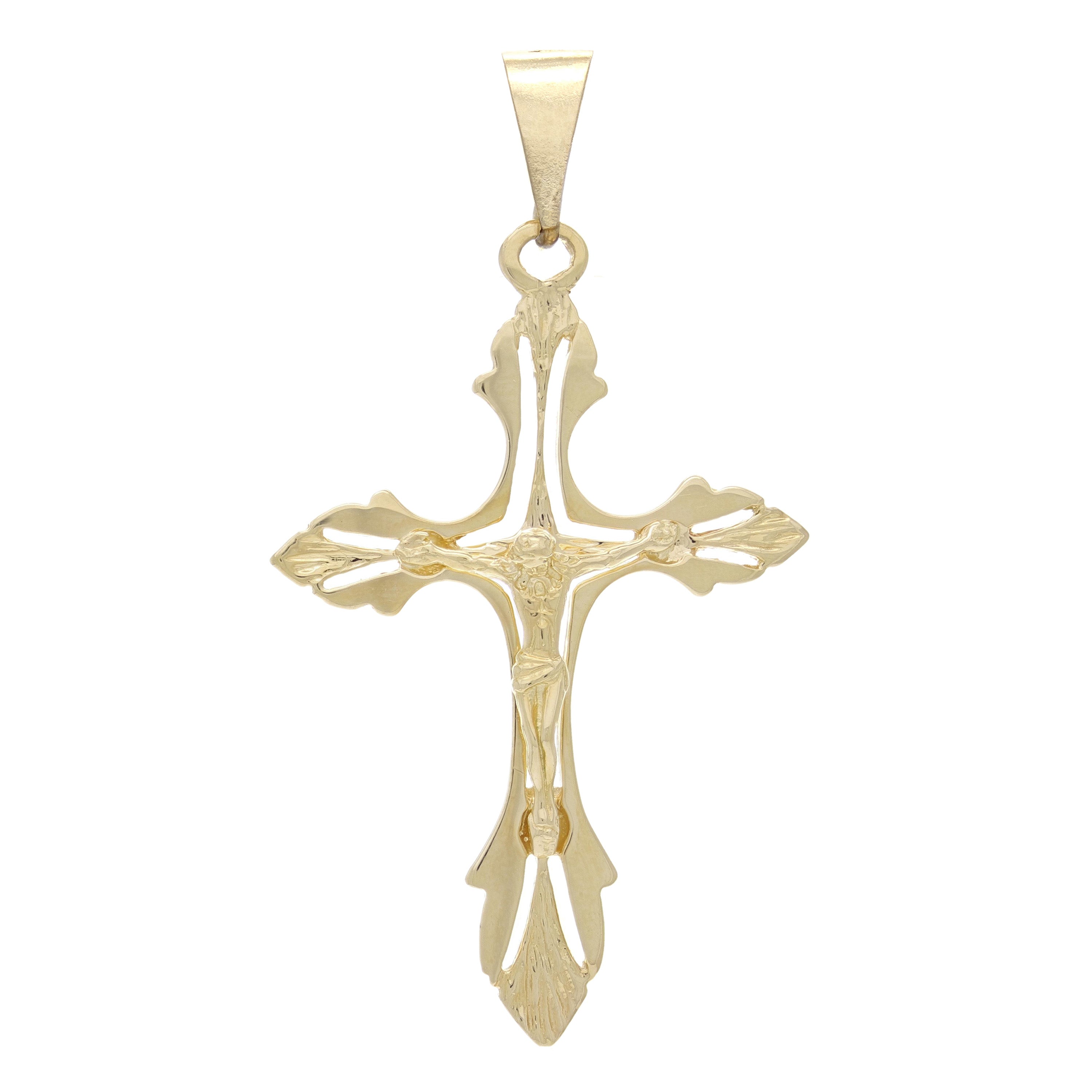 14k Yellow Gold Jesus Christ Crucifix Religious Cross Charm Pendant 6.2 grams - Yellow