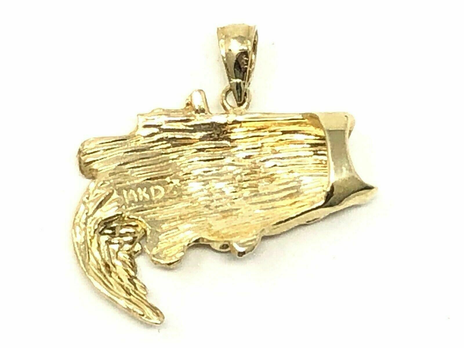 14k Yellow Gold Solid Big Bass Fish Charm Pendant 4.2 grams