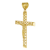 14k Yellow Gold 3D Jesus Christ Crucifix Woven Cross Pendant 2" 2.8 grams