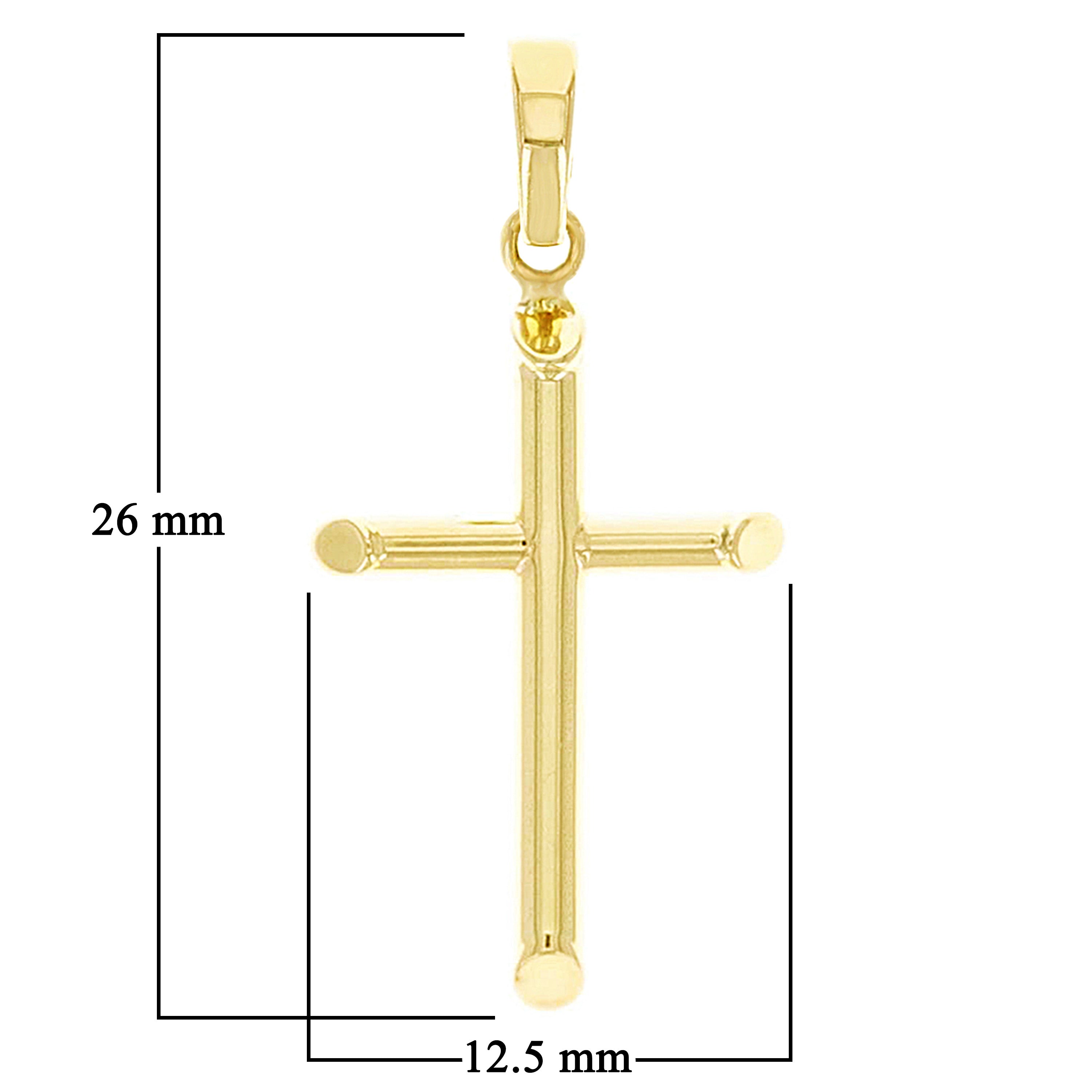 Italian 14k Yellow Gold Hollow Plain Cross Charm Pendant 26mm x12.5mm 0.5 gram