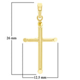Italian 14k Yellow Gold Hollow Plain Cross Charm Pendant 26mm x12.5mm 0.5 gram
