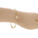 Italian 14k Two-Tone Gold Paperclip Link Bracelet 7" 5.3mm 2.8 grams