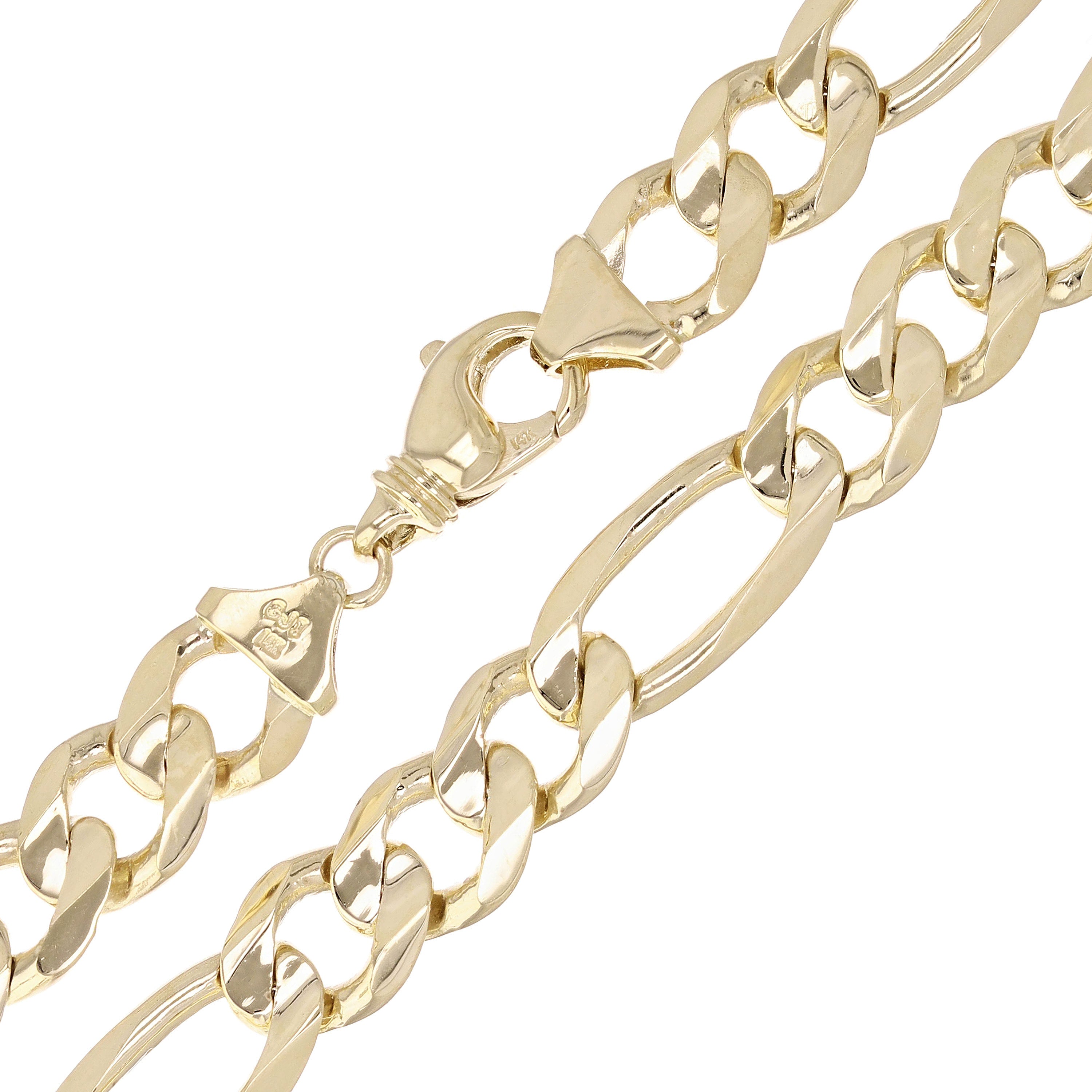 Men's 14k Yellow Gold Figaro Chain Necklace Solid Heavy Link 24" 12mm 117.4grams - Yellow,24"