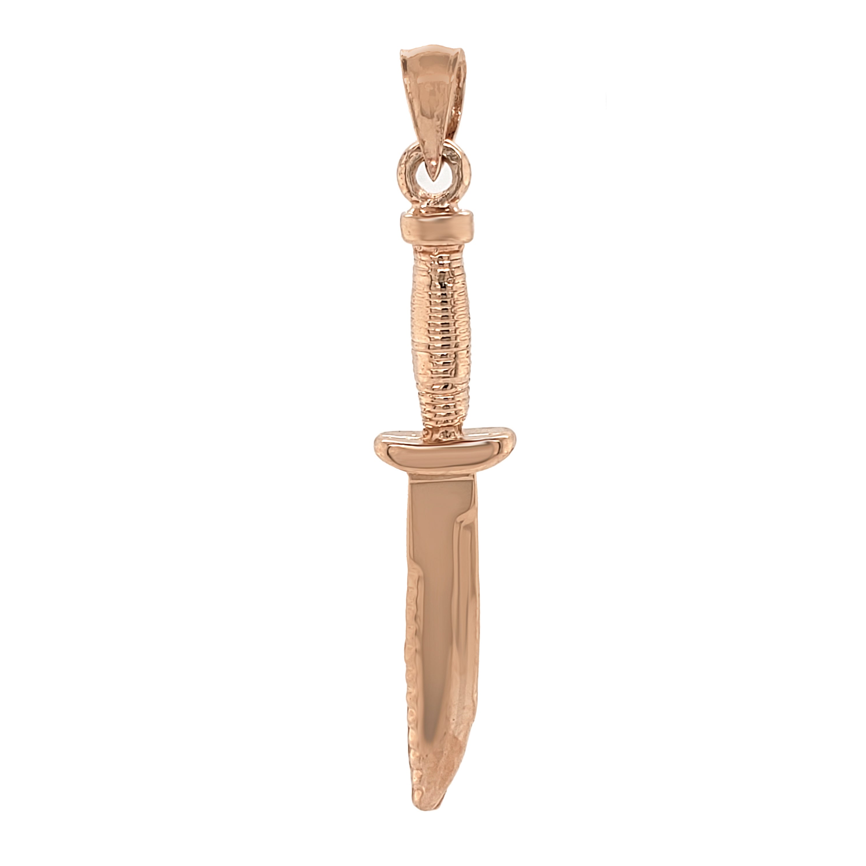 14k Rose Gold Combat Knife Charm Pendant 1.7" 4 grams - Rose