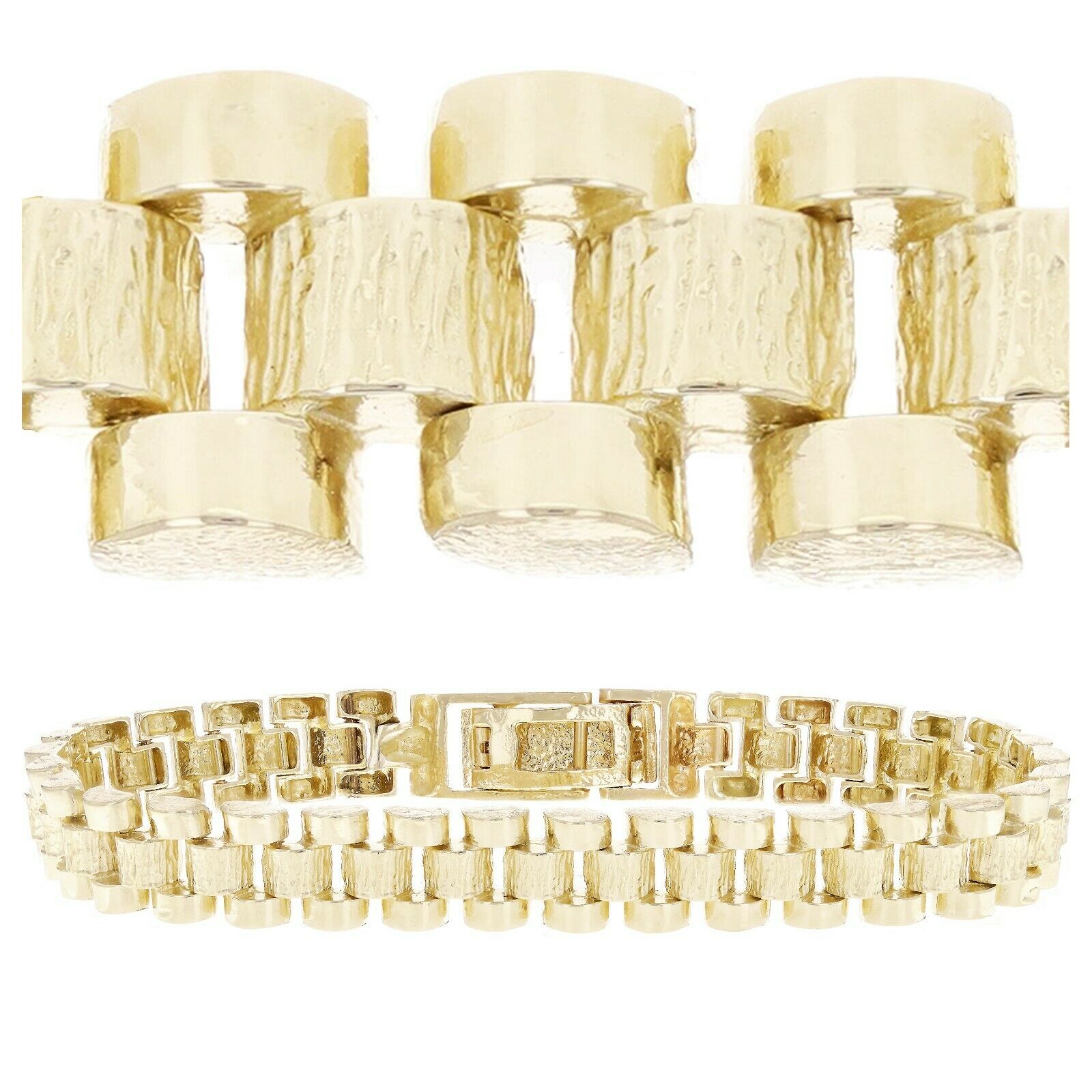 10k Yellow Gold Watch Link Bracelet Adjustable 7.25"-7.75" 8.5mm 18.8 grams - Yellow,7.75" 18.8 grams