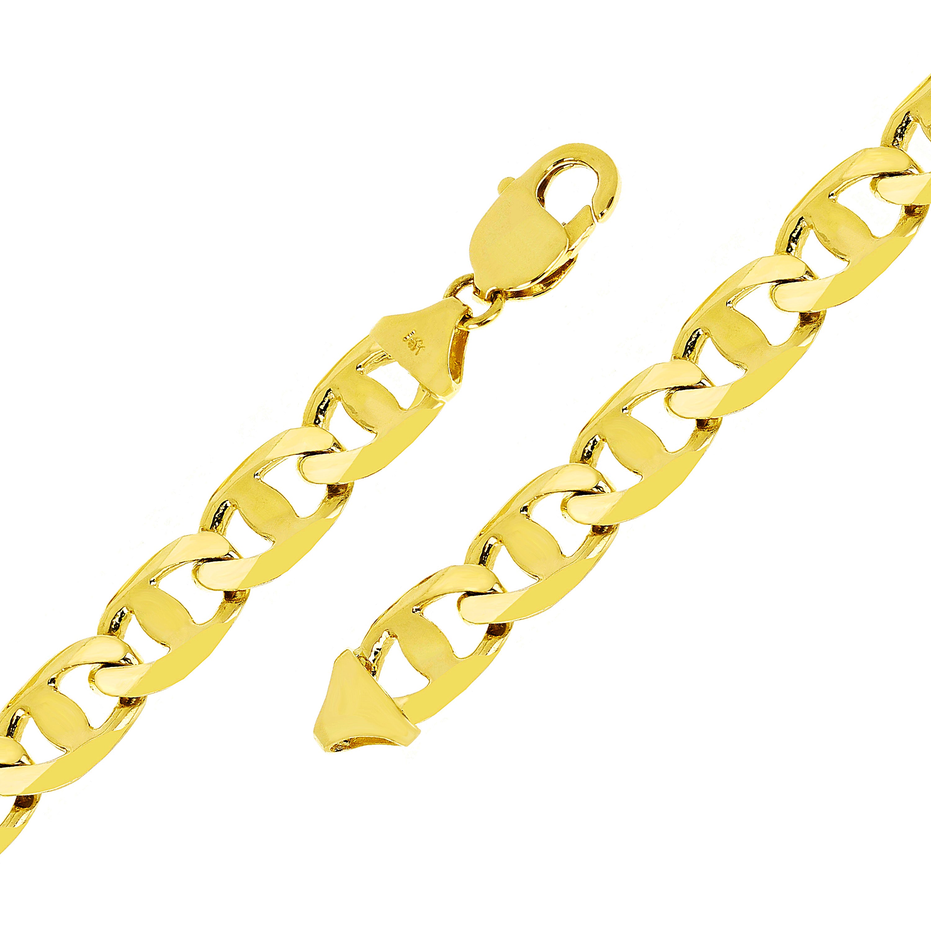 Men's 10k Yellow Gold Solid Concave Mariner Chain Bracelet 7" 13mm 29.5 grams - 7" 29.5 grams