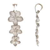 14k White Gold Hawaiian Plumeria Flower Drop Pendant 1.2" 1.1 grams